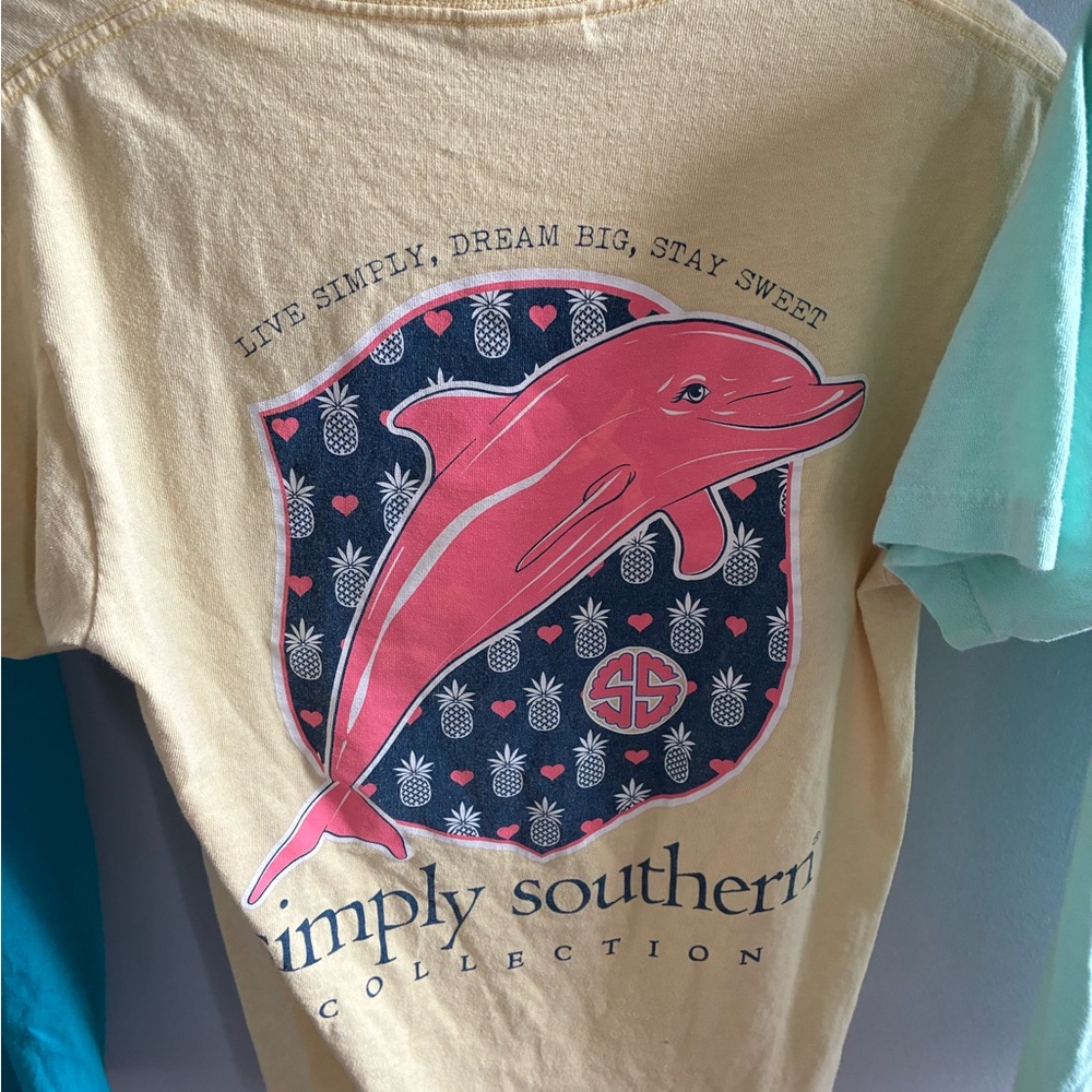 Simply Southern Women’s Short Sleeve Tees in Turquoise, Yellow, Mint (Set of 3) - Picture 4 of 5